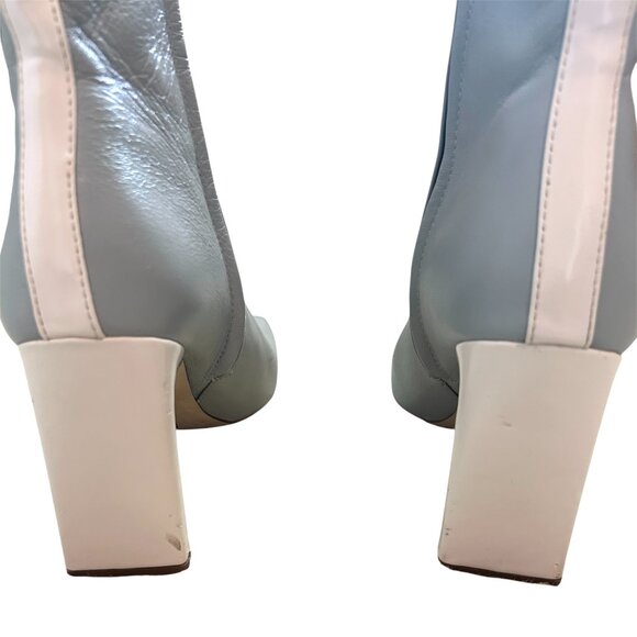 Sam Edelman Anika Square Toe Leather Booties | Grey/Gray, 3.25” Heel, Size 9 - Picture 5 of 7